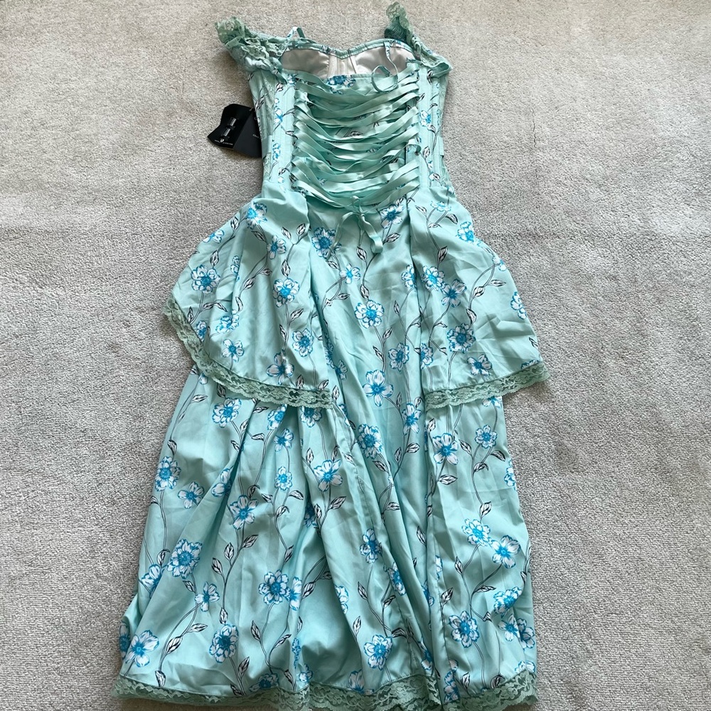 CORSET STORY NWT Tropical Mesh Panel Corset Dress Romantic Feminine Victorian - Picture 4 of 16